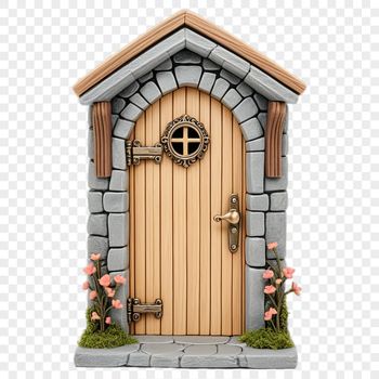 Illustrative image of a miniature door with intricate details, suitable for commercial or personal use in various designs.