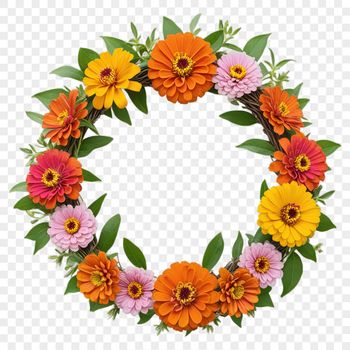 A floral wreath with a clear background, ideal for high-resolution printing or digital use.