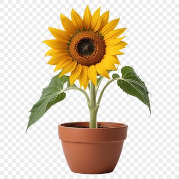 A single high-resolution sunflower with a clear background, perfect for graphic design and DIY projects.