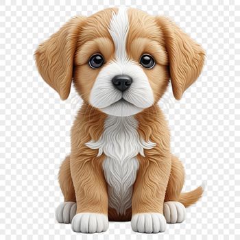 A high-resolution, transparent image of a cute puppy with a clear background.