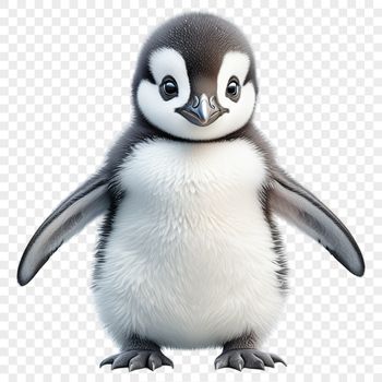 A high-resolution PNG image of a small penguin with transparent edges.