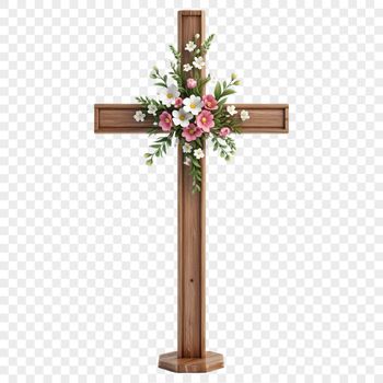 A simple, transparent PNG image of a cross with intricate details.