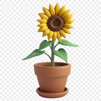 A high-resolution PNG image of a single sunflower with clear background and transparent edges.