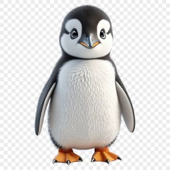 A small, adorable penguin chick standing on a white background, suitable for commercial or personal use as a clipart.