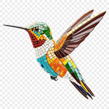 A colorful hummingbird in flight, with a clear background suitable for commercial or personal use.
