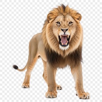 A majestic lion in a clear background, suitable for high-resolution printing or digital use.