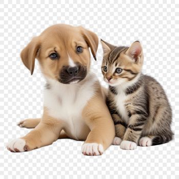 A transparent PNG image of a cute puppy kitten with clear background, suitable for commercial or personal use.