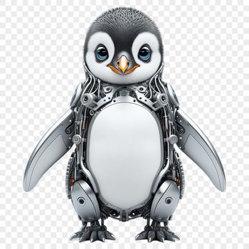 A small penguin chick standing on a white background, suitable for digital art projects.