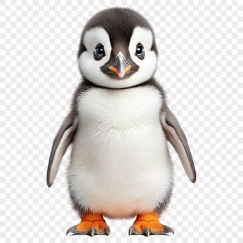 A baby penguin standing on a clear background.