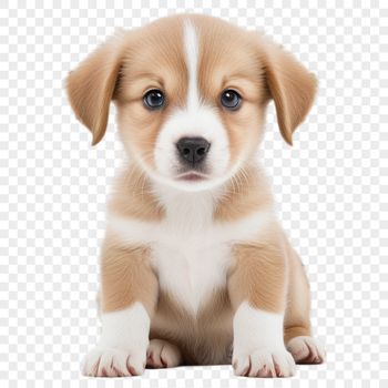 A high-resolution png image of a cute puppy sitting on a clear background.