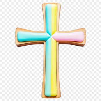 A close-up view of a simple transparent Crucifix design on a clear background.