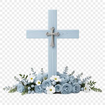 A transparent cross with intricate details, suitable for high-resolution printing or digital use.