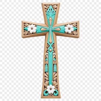 A high resolution transparent image of a Christian crucifix on a clear background.