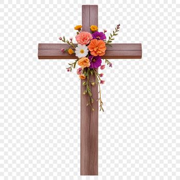 A transparent PNG image of a classic crucifix with a clear background.
