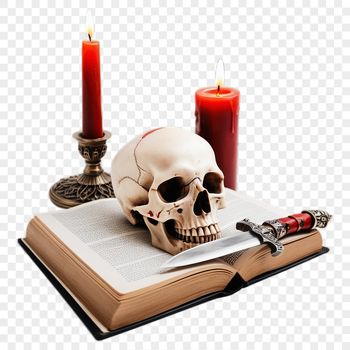 A transparent PNG image of a skull with a clear background for commercial or personal use.