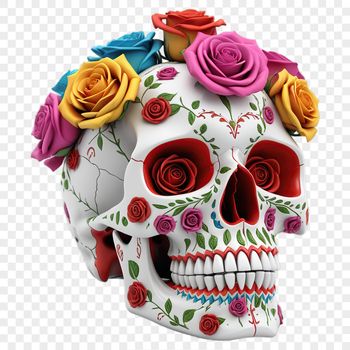 A high-resolution transparent PNG image of a detailed skull with a clear background, suitable for commercial or personal use.