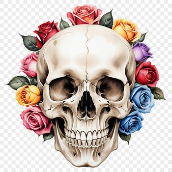 A high-resolution, transparent PNG image of a skull with a clear background.