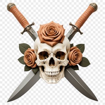 A transparent PNG image of a skull icon with a clear background.