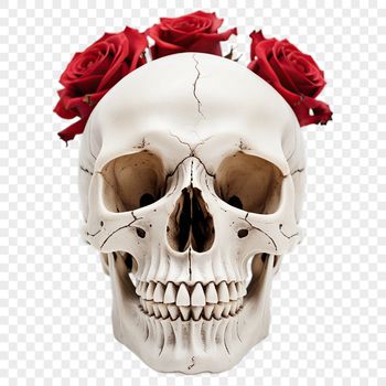 A high-resolution skull illustration with a transparent background, suitable for sublimation printing or digital use.