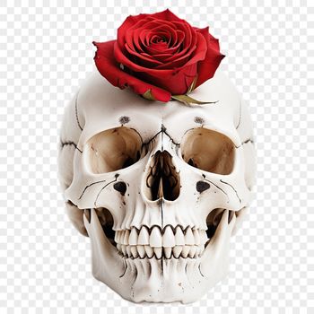 A transparent skull icon with a clear background in high resolution PNG format.