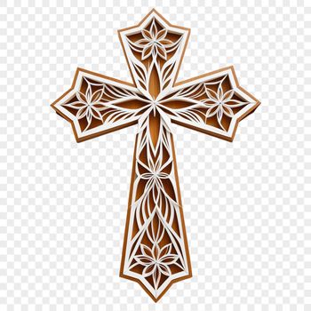 A simple transparent crucifix icon with a clear background, suitable for commercial or personal use in various designs.
