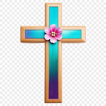 A simple transparent PNG image of a cross with ornate details in the center.