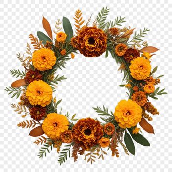Transparent png flower wreath design suitable for commercial use, personal invitations, or web design elements.