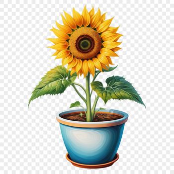 A single large sunflower with a clear background in high resolution PNG format.