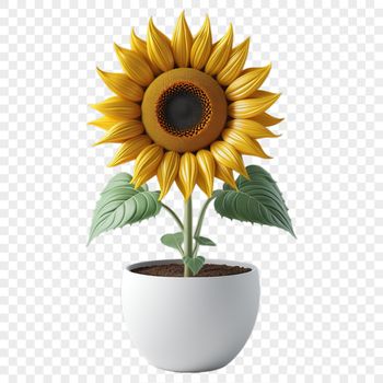 A high-resolution sunflower in full bloom, set against a transparent background, suitable for sublimation or print.