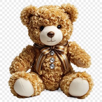 A high-resolution transparent png image of a teddy bear against a clear background.