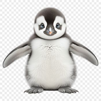 A small, adorable penguin chick standing on the ice, perfect for personal or commercial use as a sublimation template.