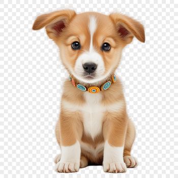 A small dog with a cute expression on its face, suitable for various graphic designs.