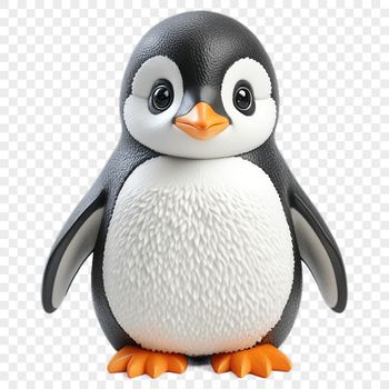 A close-up image of a baby penguin standing on the ice with clear background.