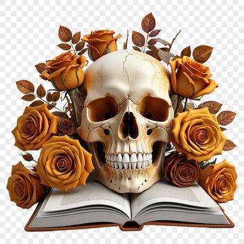 A transparent PNG image of a simple human skull with a clear background.