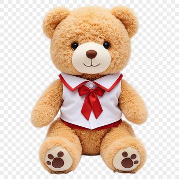 A digital illustration of a cuddly teddy bear with a transparent background.