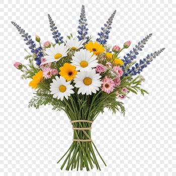 A high-resolution bouquet of flowers with clear background and transparent layers.