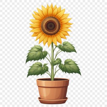 A single sunflower in a clear background, suitable for print and sublimation use.