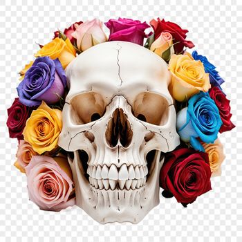 A clear image of a decorative skull with intricate details, ideal for sublimation printing or digital designs.