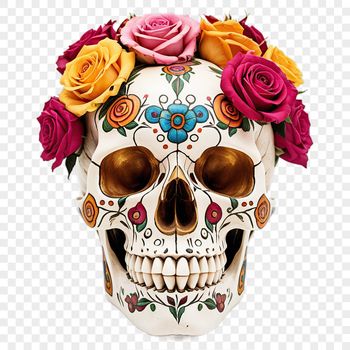 A high-resolution transparent skull with a clear background, suitable for sublimation or print.