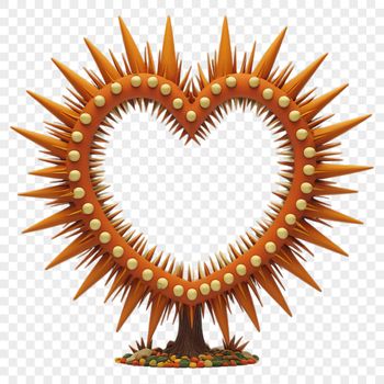 A high-resolution transparent PNG image of a stylized love heart with a clear background.