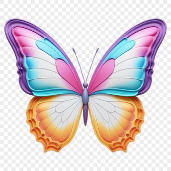 A colorful butterfly with intricate patterns perched on a leaf, suitable for commercial use.