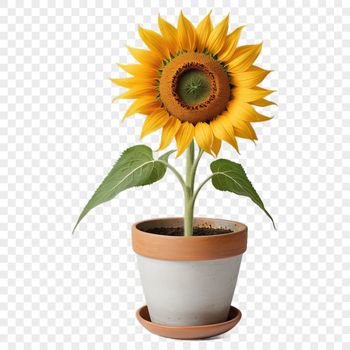 A high-resolution illustration of a bright yellow sunflower with large petals, set against a transparent background.