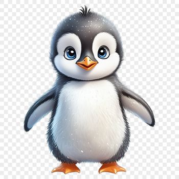 A small baby penguin standing on the ice.