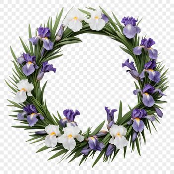 A decorative floral wreath with a clear background, suitable for commercial or personal use.