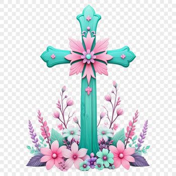 A simple cross with floral patterns on the crossbeam, suitable for sublimation printing.