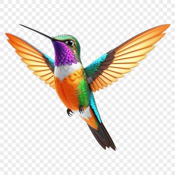 A detailed illustration of a hummingbird in flight, suitable for high-resolution printing or digital use.