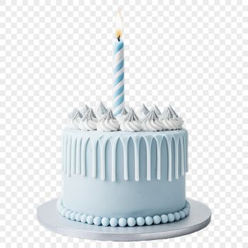 A high-resolution transparent PNG image of a colorful birthday cake with intricate designs.