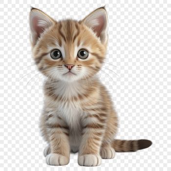 A high-resolution transparent PNG image of a cute domestic cat in a sitting position.