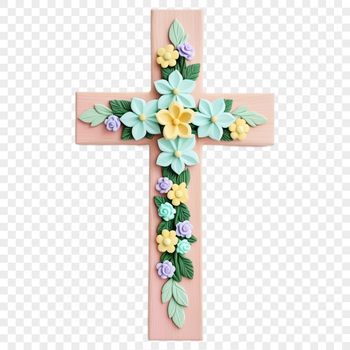 A simple white cross with floral accents, designed for personal or commercial use.