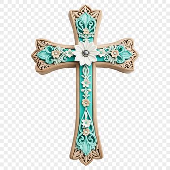 High-resolution image of a cross with floral details and subtle ornamentation.